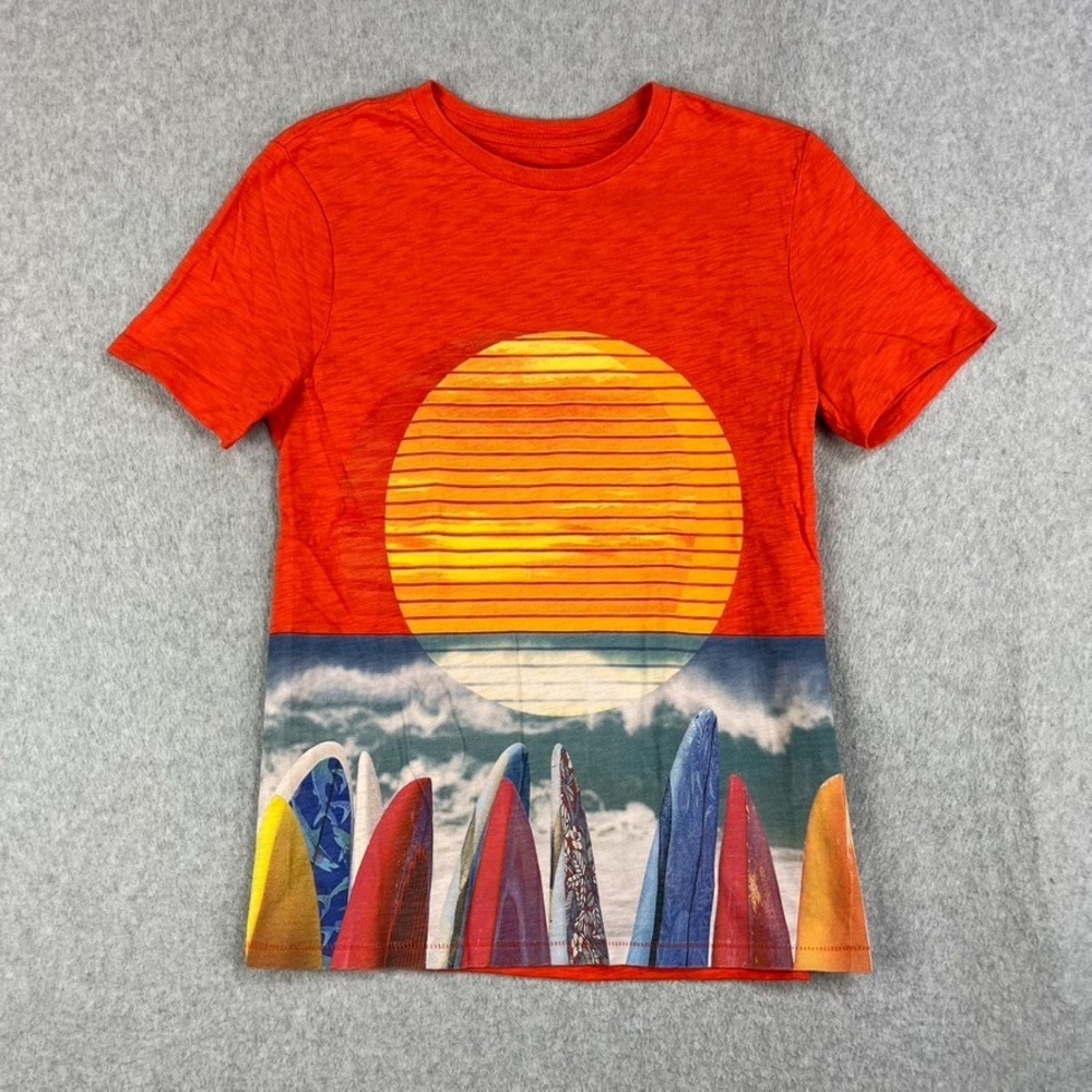 Vintage Gap Kids Boys XXL 14-16 Orange Surfboard Sunset Beach Graphic T-Shirt